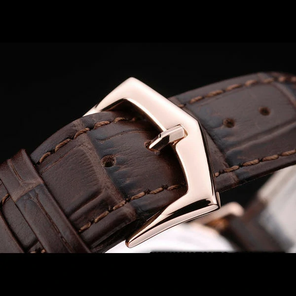 Patek Philippe Calatrava Polished Bezel Black Dial Brown Leather Strap new59013