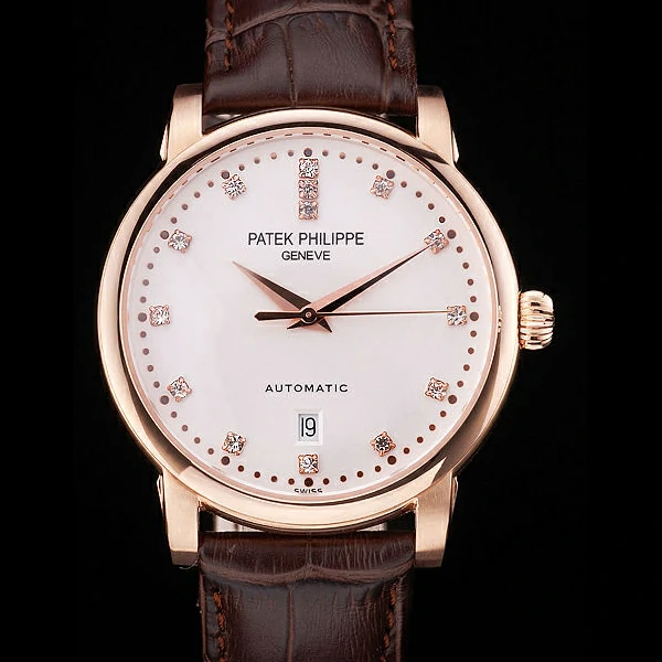 Patek Philippe Calatrava Polished Bezel Grey Dial Brown Leather Strap new59014