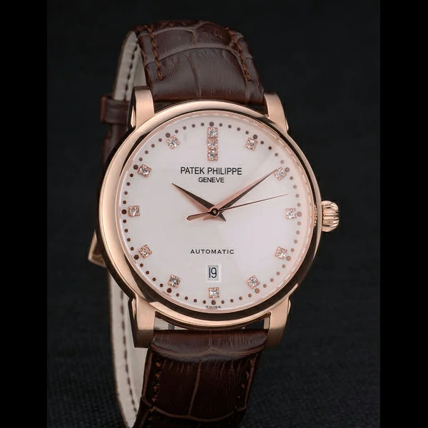 Patek Philippe Calatrava Polished Bezel Grey Dial Brown Leather Strap new59014