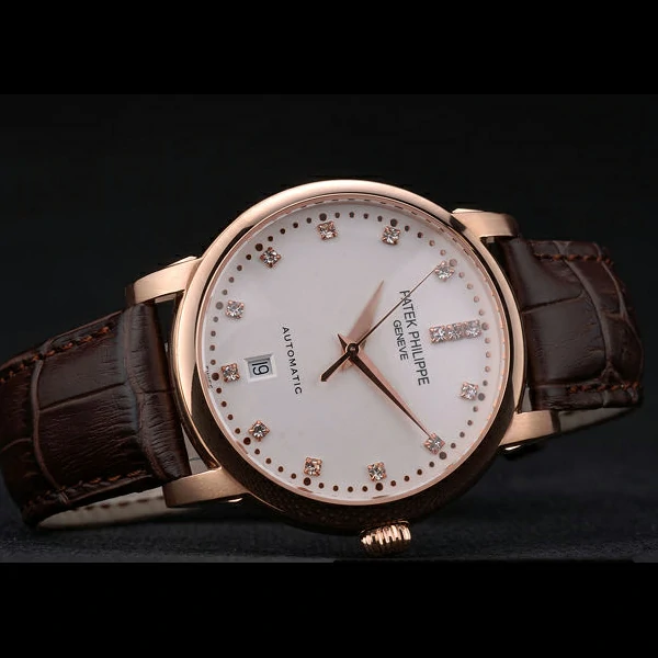 Patek Philippe Calatrava Polished Bezel Grey Dial Brown Leather Strap new59014