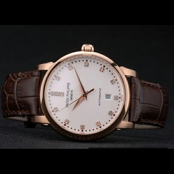 Patek Philippe Calatrava Polished Bezel Grey Dial Brown Leather Strap new59014
