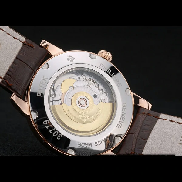 Patek Philippe Calatrava Polished Bezel Grey Dial Brown Leather Strap new59014