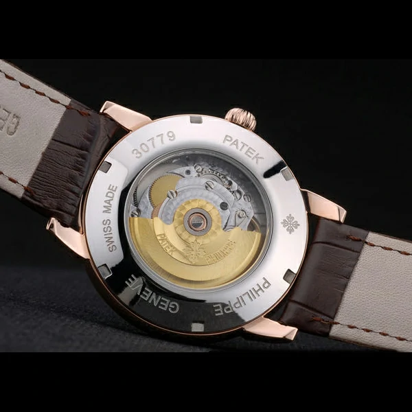 Patek Philippe Calatrava Ribbed Bezel Grey Dial Brown Leather Strap new59015