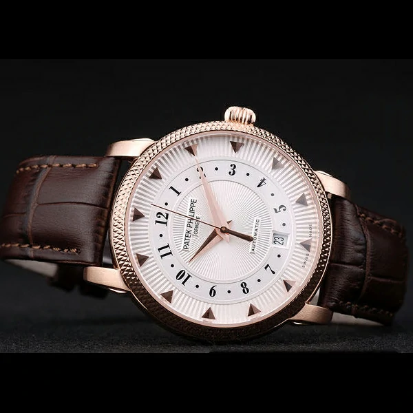 Patek Philippe Calatrava Ribbed Bezel White Dial Brown Leather Strap new59018