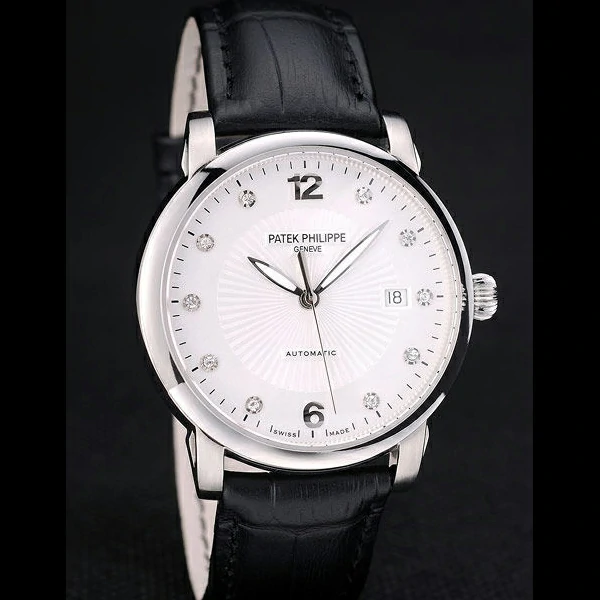 Patek Philippe Calatrava Polished Bezel White Dial Black Leather Strap new59020
