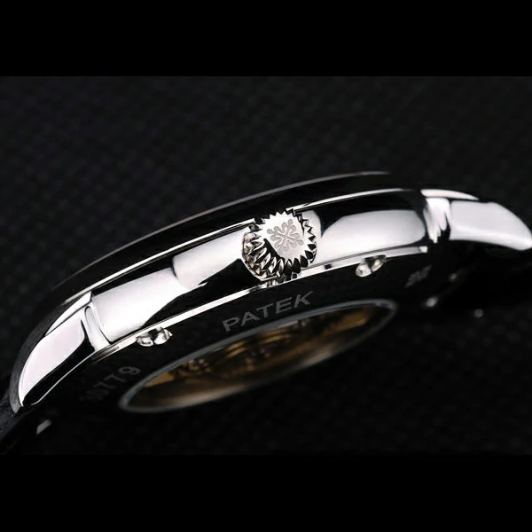 Patek Philippe Calatrava Ribbed Bezel White Dial Black Leather Strap new59021