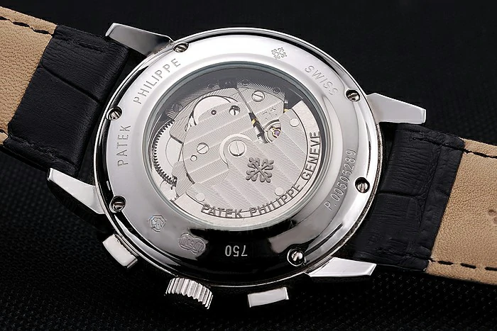 Patek Philippe Grand Complications White Dial Black Leather Bracelet new59072