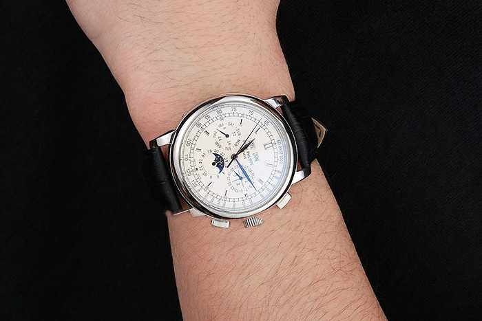 Patek Philippe Grand Complications White Dial Black Leather Bracelet new59072