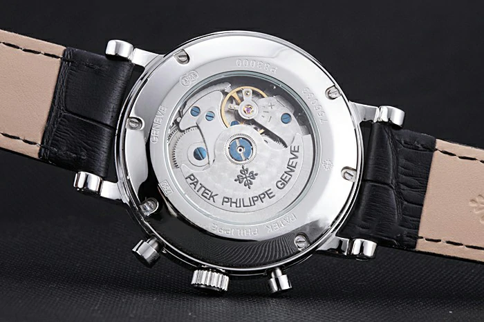 Patek Philippe Grand Complications Moon Phase White Dial Black Leather Bracelet new59082