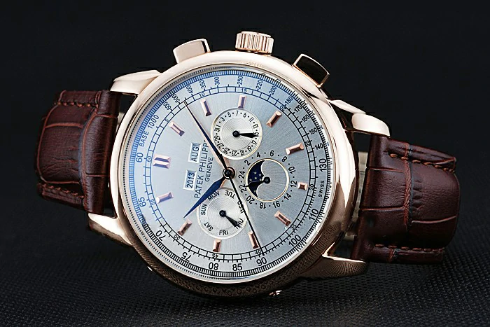 Patek Philippe Grand Complications White Dial Brown Leather Bracelet new59112