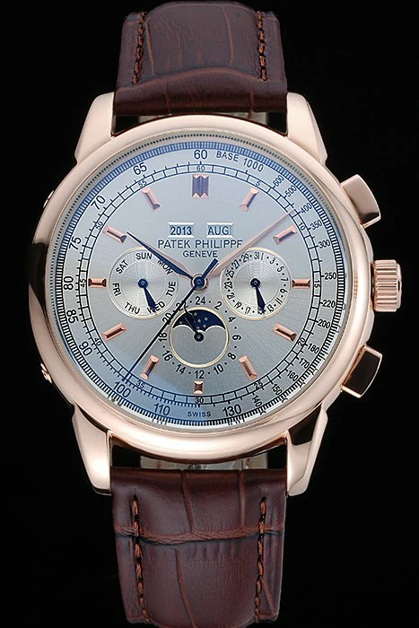 Patek Philippe Grand Complications White Dial Brown Leather Bracelet new59112