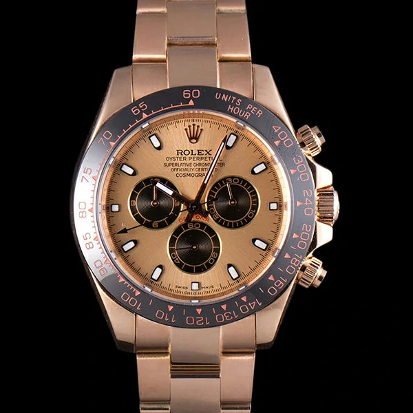 Rolex Daytona Ion Plated Tachymeter Rose Gold Strap Rose Gold Dial new59208