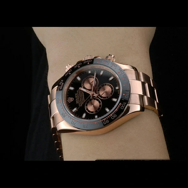 Rolex Daytona Black Ion Plated Tachymeter Rose Gold Strap Black Dial new59209
