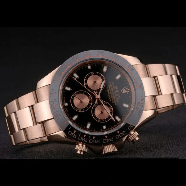 Rolex Daytona Black Ion Plated Tachymeter Rose Gold Strap Black Dial new59209
