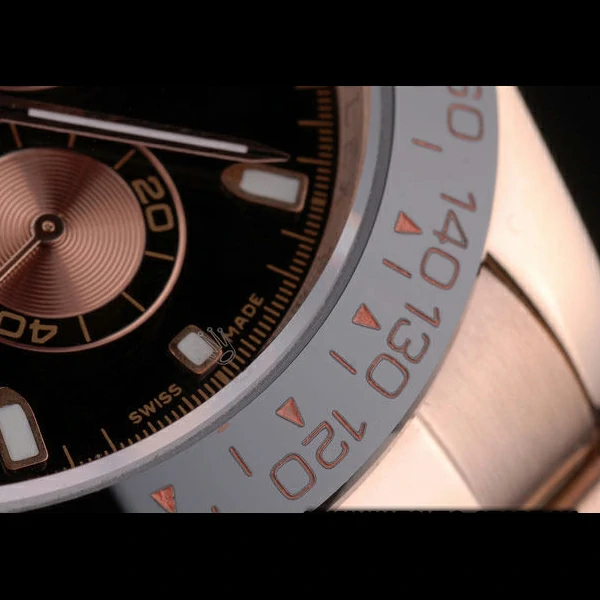 Rolex Daytona Black Ion Plated Tachymeter Rose Gold Strap Black Dial new59209