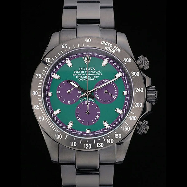 Rolex Daytona Black Ion Plated Tachymeter Black Stainless Steel Strap Green Dial new59210