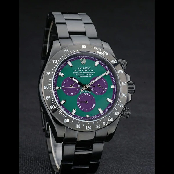 Rolex Daytona Black Ion Plated Tachymeter Black Stainless Steel Strap Green Dial new59210