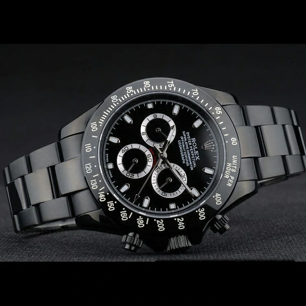 Rolex Daytona Black Ion Plated Tachymeter Black Stainless Steel Strap Black Dial new59211