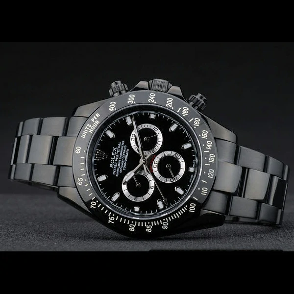 Rolex Daytona Black Ion Plated Tachymeter Black Stainless Steel Strap Black Dial new59211