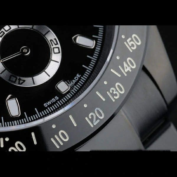 Rolex Daytona Black Ion Plated Tachymeter Black Stainless Steel Strap Black Dial new59211
