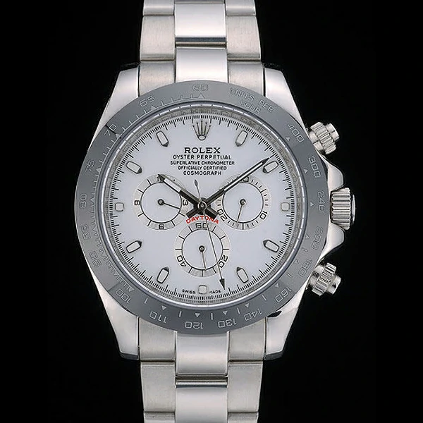 Rolex Daytona Black Ceramic Tachymeter Stainless Steep Strap White Dial new59213