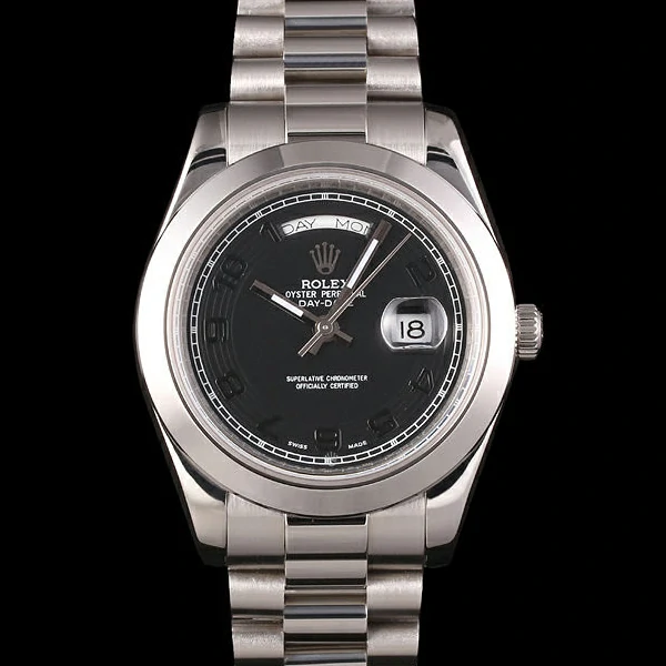 Rolex Daydate Stainless Steel Bracelet Black Dial new59240
