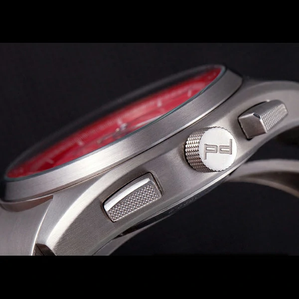 Porsche Dashboard Polished Stainless Steel Strap Red Dial new59284