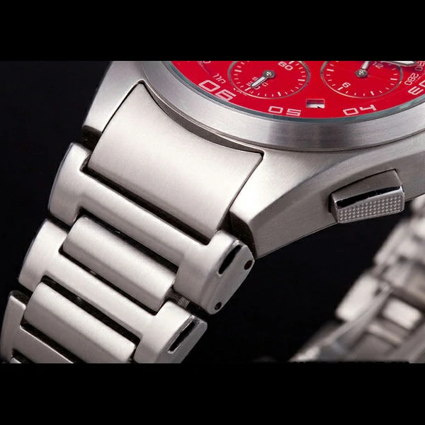 Porsche Dashboard Polished Stainless Steel Strap Red Dial new59284