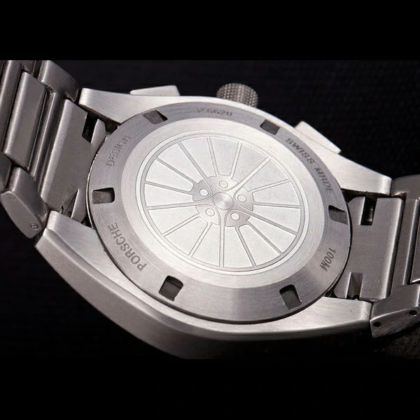 Porsche Dashboard Polished Stainless Steel Strap Red Dial new59284