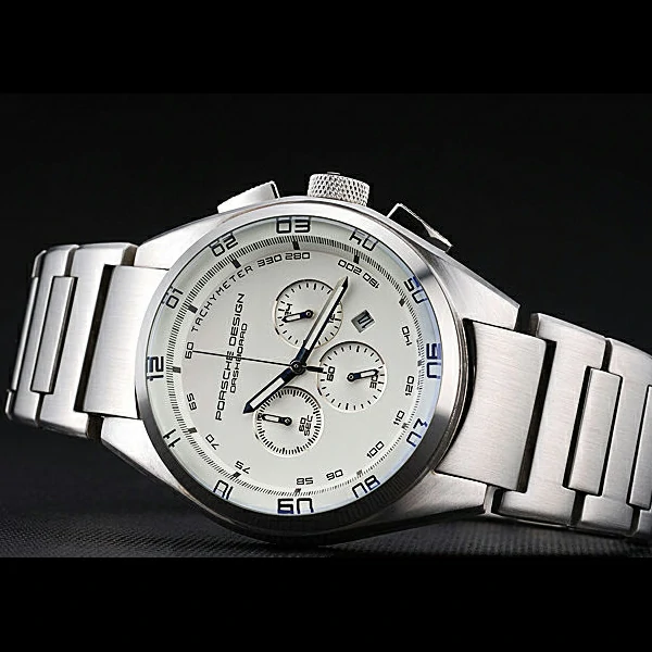 Porsche Dashboard Polished Stainless Steel Strap White Dial new59285