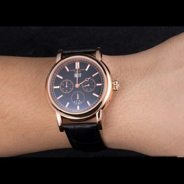 Patek Philippe Grand Complications Rose Gold Bezel Black Croco Strap new59306