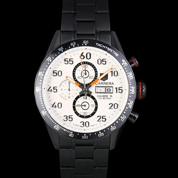 Tag Heuer Carrera Ion Plated Stainless Steel Bracelet White Dial new59437
