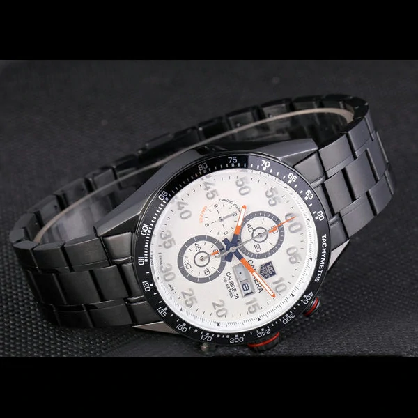 Tag Heuer Carrera Ion Plated Stainless Steel Bracelet White Dial new59437