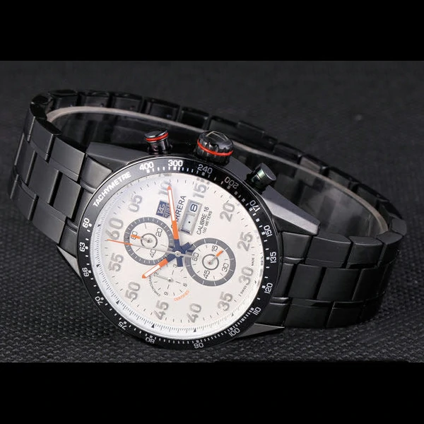 Tag Heuer Carrera Ion Plated Stainless Steel Bracelet White Dial new59437