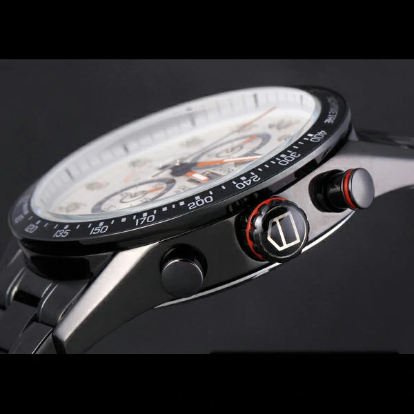 Tag Heuer Carrera Ion Plated Stainless Steel Bracelet White Dial new59437