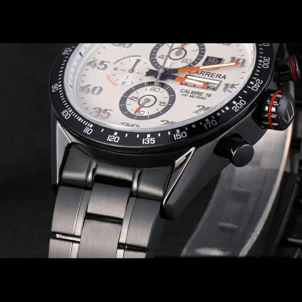 Tag Heuer Carrera Ion Plated Stainless Steel Bracelet White Dial new59437