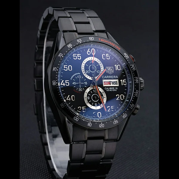 Tag Heuer Carrera Ion Plated Stainless Steel Bracelet Black Dial new59438