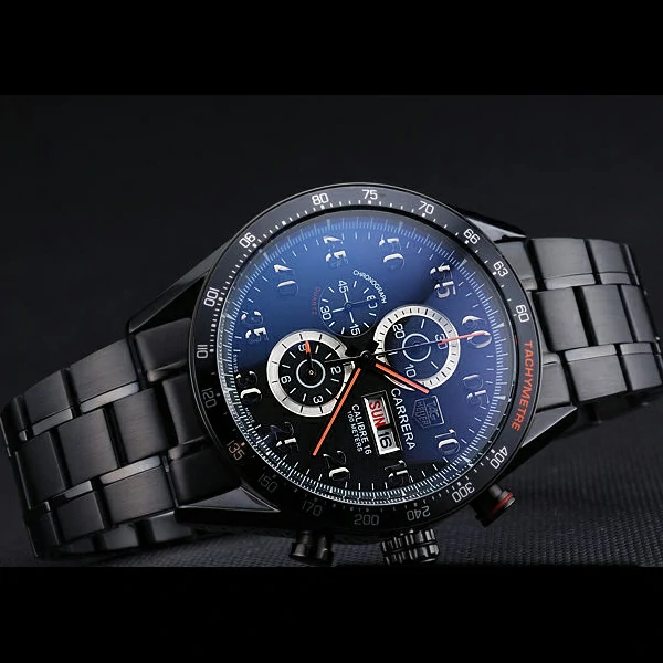 Tag Heuer Carrera Ion Plated Stainless Steel Bracelet Black Dial new59438