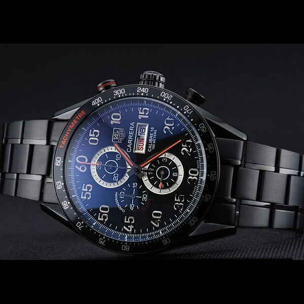 Tag Heuer Carrera Ion Plated Stainless Steel Bracelet Black Dial new59438