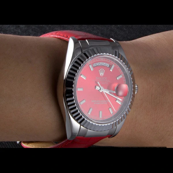 Rolex DayDate 2013 with Red Dial and Red Leather Band new59475