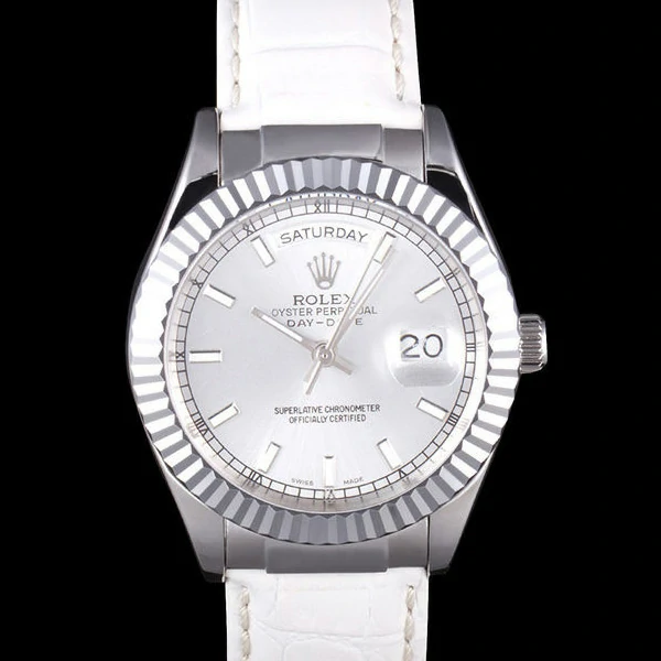 Rolex Day Date Oyster Collection White Leather Band new59560