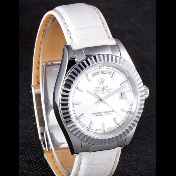 Rolex Day Date Oyster Collection White Leather Band new59560