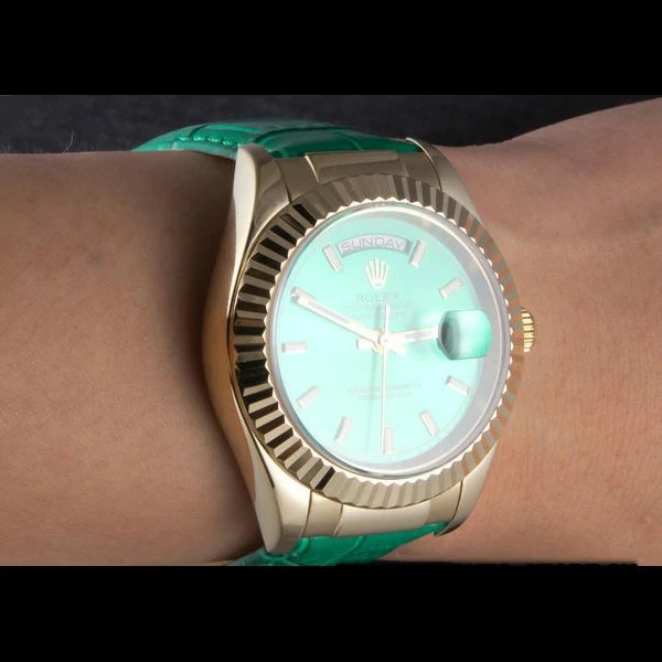 Rolex Day Date Oyster Collection Green Leather Band new59563