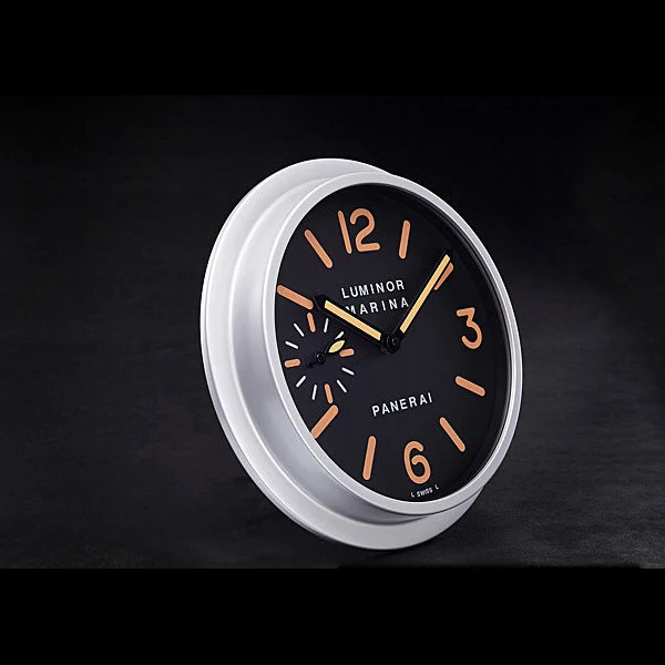 Panerai Luminor Marina Wall Clock Silver Orange new59822
