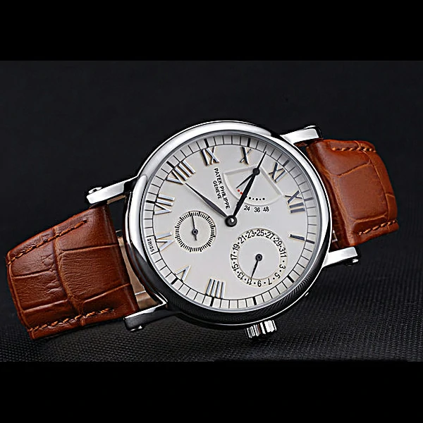 Patek Philippe Geneve Complications White Dial Stainless Steel Brown Leather Band new60041