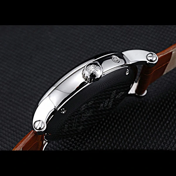 Patek Philippe Geneve Complications White Dial Stainless Steel Brown Leather Band new60041