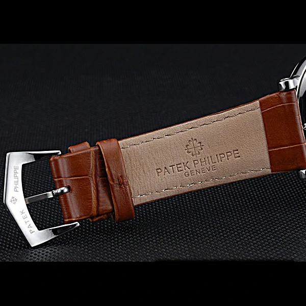 Patek Philippe Geneve Complications White Dial Stainless Steel Brown Leather Band new60041