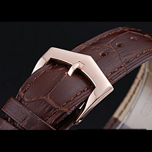 Patek Philippe Geneve Complications White Dial Rose Gold Bezel Brown Leather Band new60043