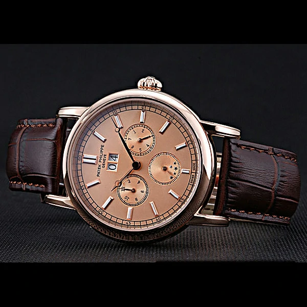 Patek Philippe Geneve Grand Complications Rose Dial Rose Gold Bezel Brown Leather Band new60051