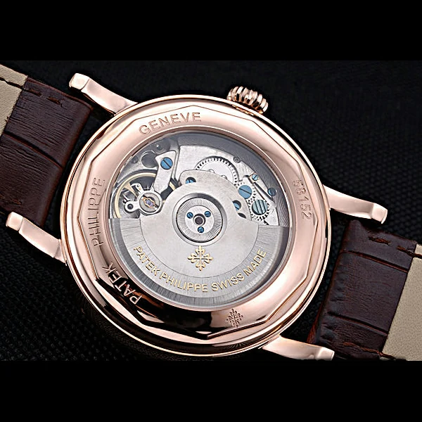 Patek Philippe Geneve Grand Complications Rose Dial Rose Gold Bezel Brown Leather Band new60051